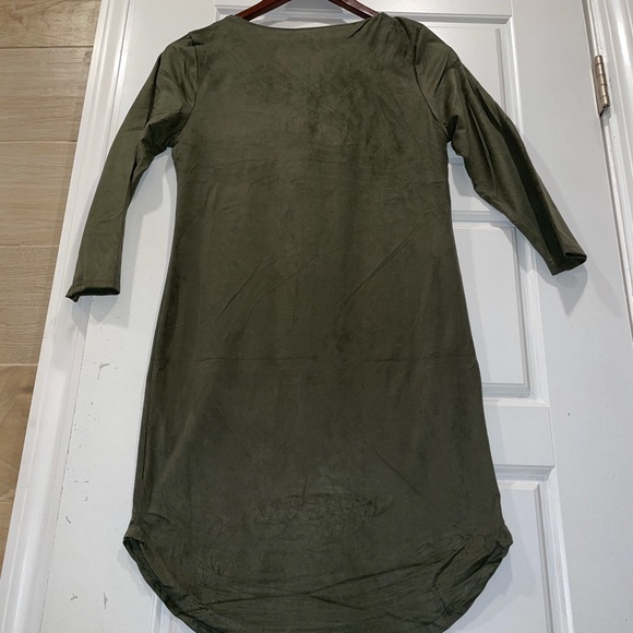 Soft Moves Suede Mini Dress- Olive - Picture 6 of 8